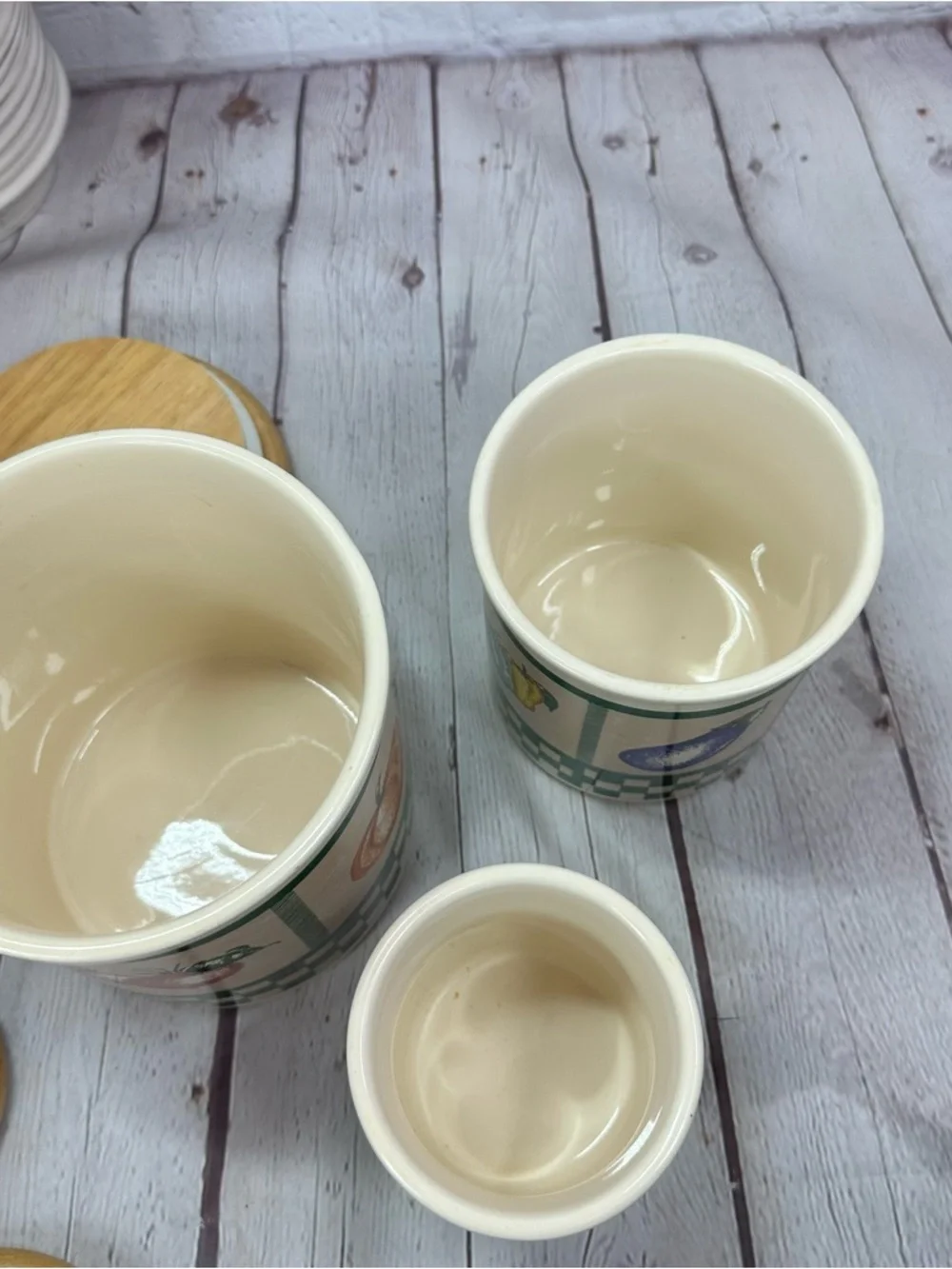 vtg Himark vegetable medley Canister Set 3pc cottage country farmhouse 90s retro